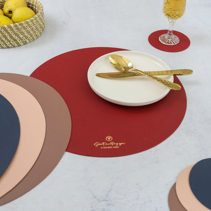 Round Placemat Maroon Set of 2