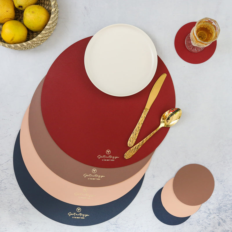 Round Placemat Maroon Set of 2