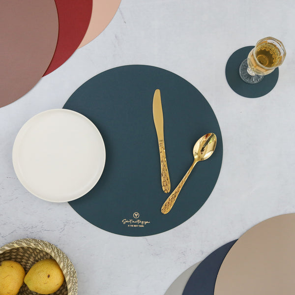 Round Placemat Dark Green Set of 2