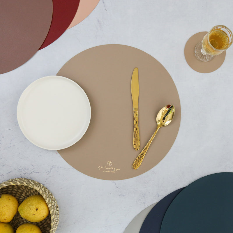 Round Placemat Beige Set of 2