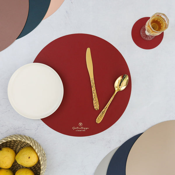 Round Placemat Maroon Set of 2