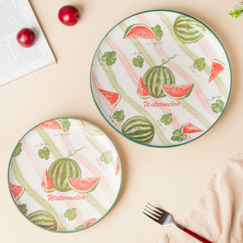 Decorative Watermelon Fruit Plate 10 Inch - Serving plate, snack plate, ceramic dinner plates| Plates for dining table & home decor