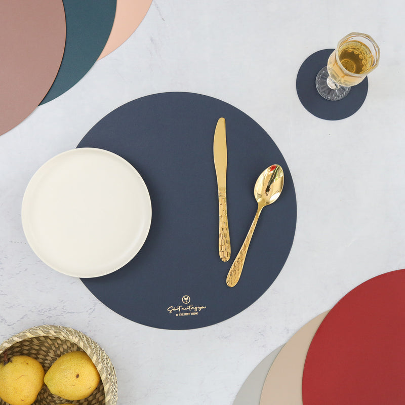 Round Placemat Dark Blue Set of 2