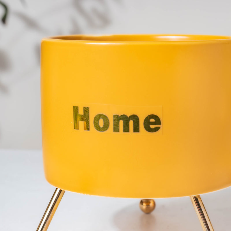Home Ceramic Planter With Stand Yellow - Indoor planters and flower pots | Home decor items