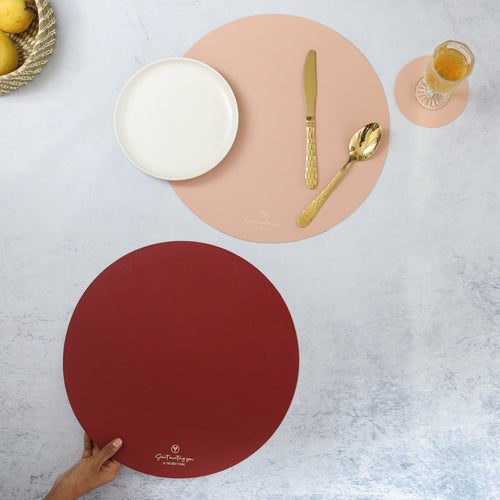 Round Placemat Maroon Set of 2