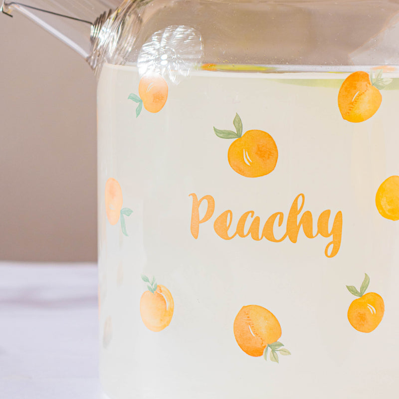Peach Glass Teapot Large Orange- Kettle for tea, pot for coffee, teapot | Jug for Dining table & Home decor
