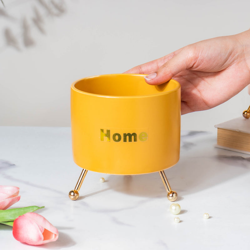 Home Ceramic Planter With Stand Yellow - Indoor planters and flower pots | Home decor items