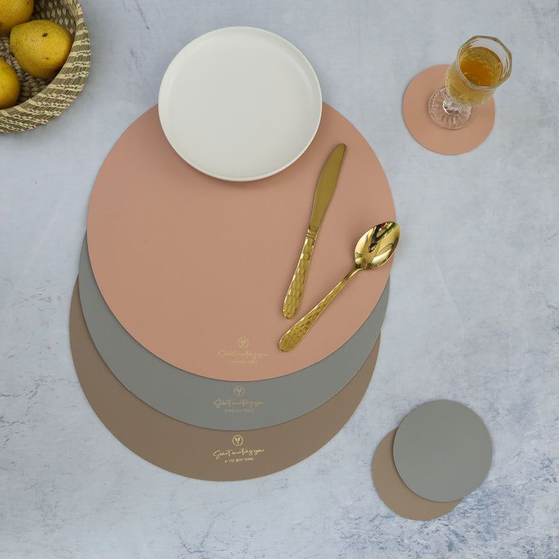 Round Placemat Beige Set of 2
