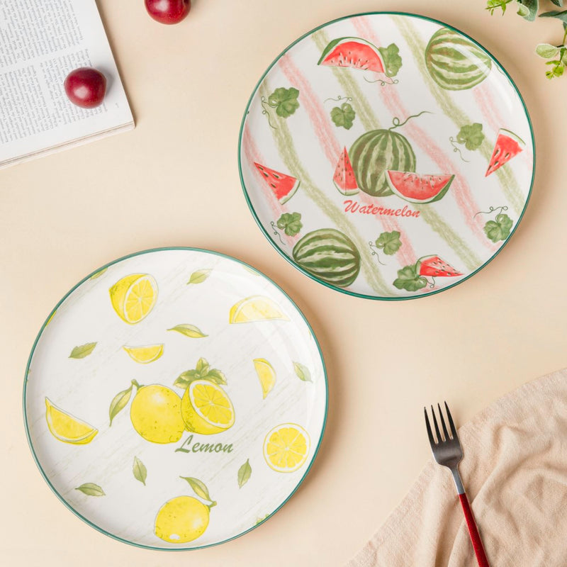 Decorative Lemon Fruit Plate 10 Inch - Serving plate, snack plate, ceramic dinner plates| Plates for dining table & home decor