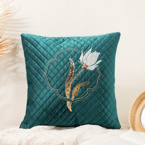 Kardana Embroidery Cushion Cover Set Of 2 Green 16 x 16 Inch