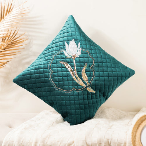 Kardana Embroidery Cushion Cover Set Of 2 Green 16 x 16 Inch