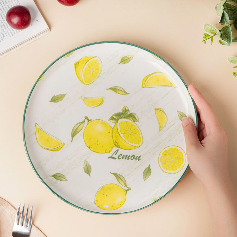 Decorative Lemon Fruit Plate 10 Inch - Serving plate, snack plate, ceramic dinner plates| Plates for dining table & home decor