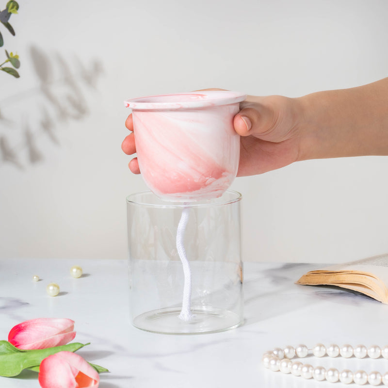 Modern Pink Ceramic Planter With Glass Stand - Plant pot and plant stands | Room decor items