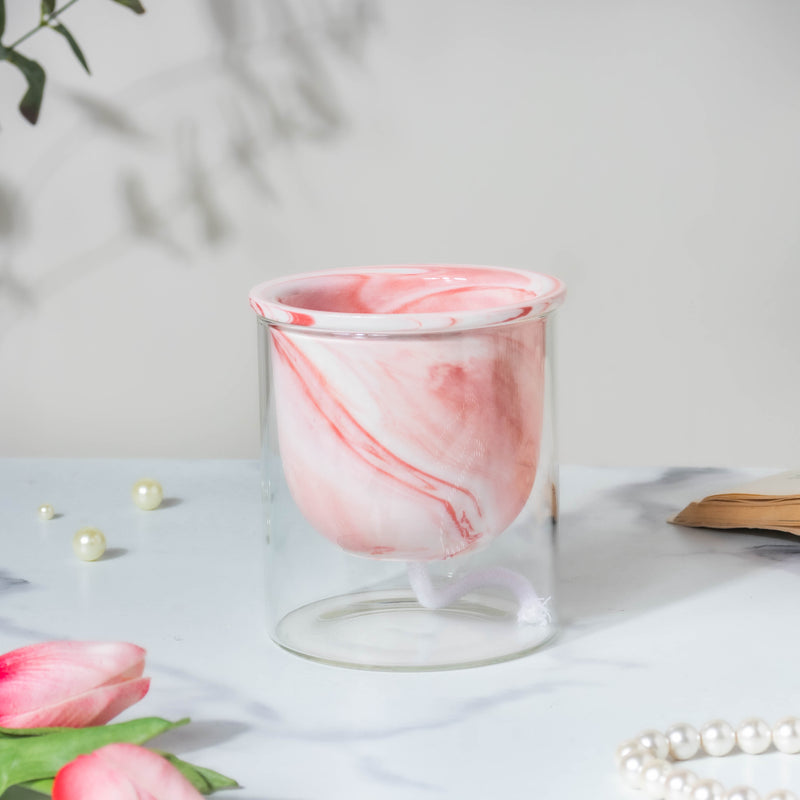 Modern Pink Ceramic Planter With Glass Stand - Plant pot and plant stands | Room decor items