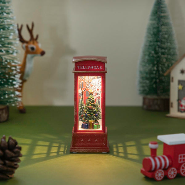 Telephone Booth Christmas Tree LED Light Showpiece - Showpiece | Home decor item | Room decoration item