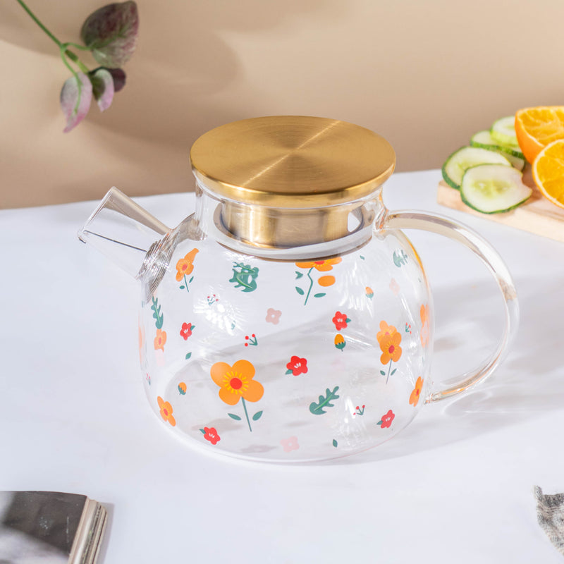 Florid Glass Teapot - Tea kettle, glass jar kettle, glass teapot | Kettle for Dining table & Home decor