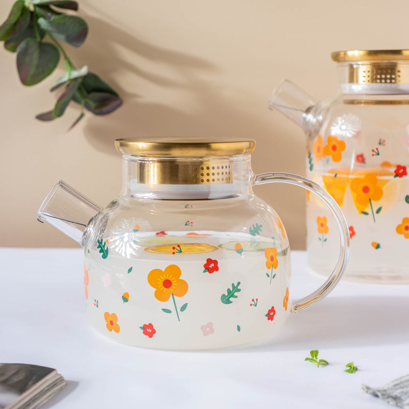 Florid Glass Teapot - Tea kettle, glass jar kettle, glass teapot | Kettle for Dining table & Home decor