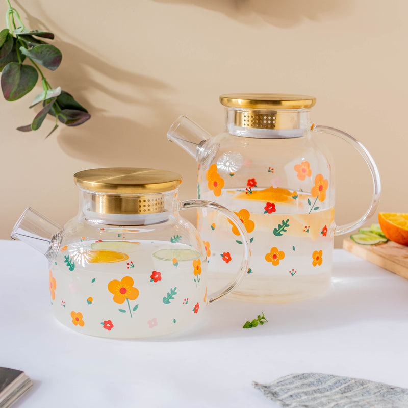 Florid Glass Teapot - Tea kettle, glass jar kettle, glass teapot | Kettle for Dining table & Home decor