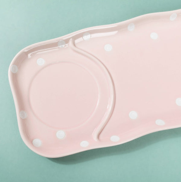 Dots Soup Plate Pink - Ceramic platter, serving platter, fruit platter | Plates for dining table & home decor
