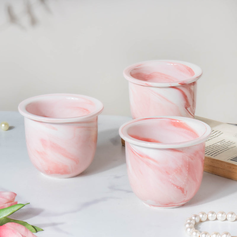 Luxe Ceramic Planter Set of 3 With Stand Pink - Plant pot and plant stands | Room decor items