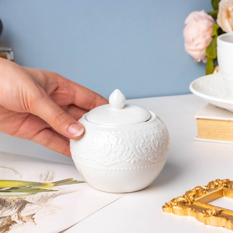 Serena White Truffle Floral Sugar Pot Small 200 ml - Jar