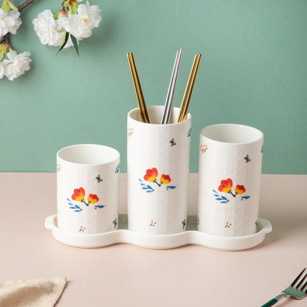 Floral Chopstick Holder Set of 3 - Kitchen Tool