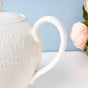 Serena White Truffle Floral Textured Teapot 1000 ml - Teapot, tea kettle, ceramic teapot | Teapot for Dining table & Home decor