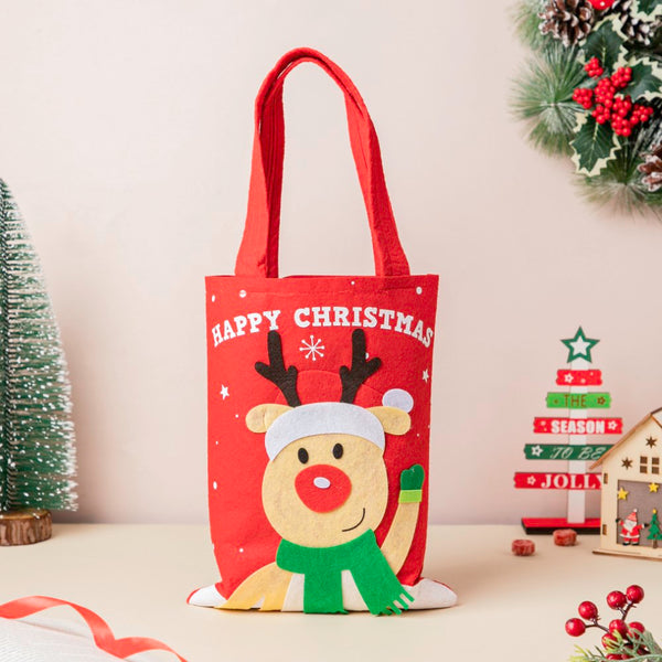 Reindeer Christmas Tote Bag Red
