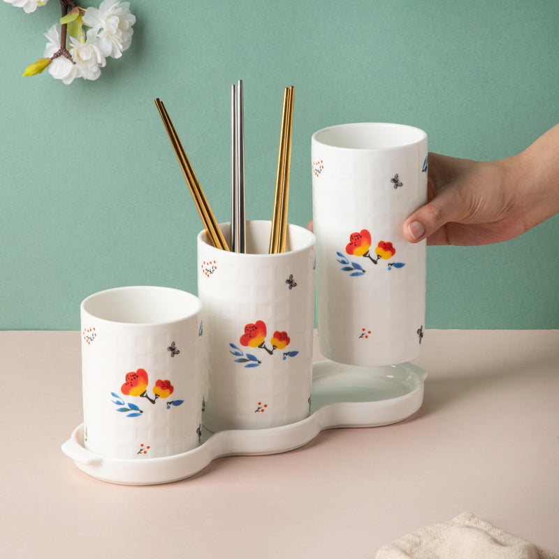 Floral Chopstick Holder Set of 3 - Kitchen Tool