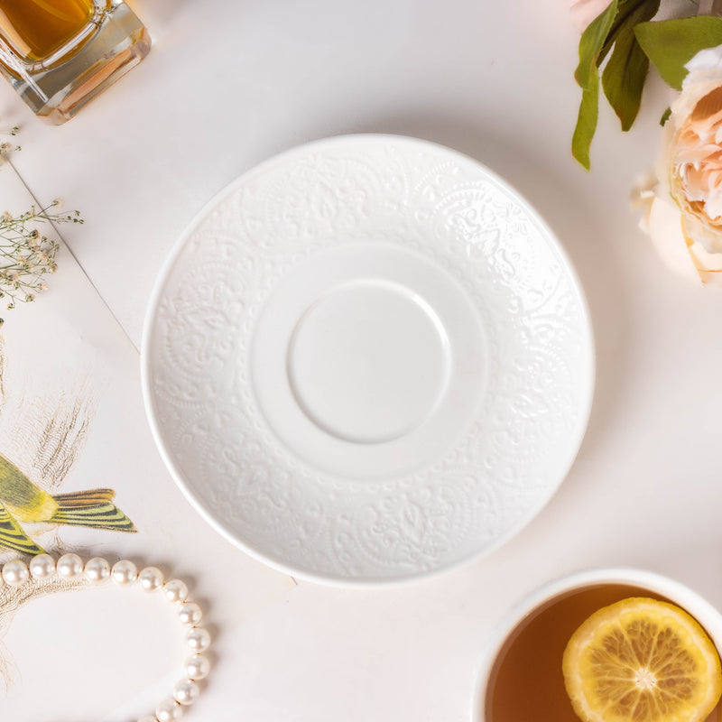 Serena White Truffle Cup and Saucer Set- Tea cup, coffee cup, cup for tea | Cups and Mugs for Office Table & Home Decoration