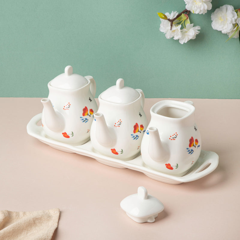 Floral Condiment Kettle Set Of 3