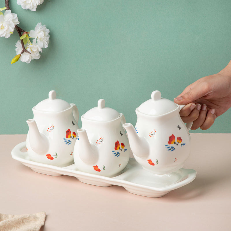 Floral Condiment Kettle Set Of 3