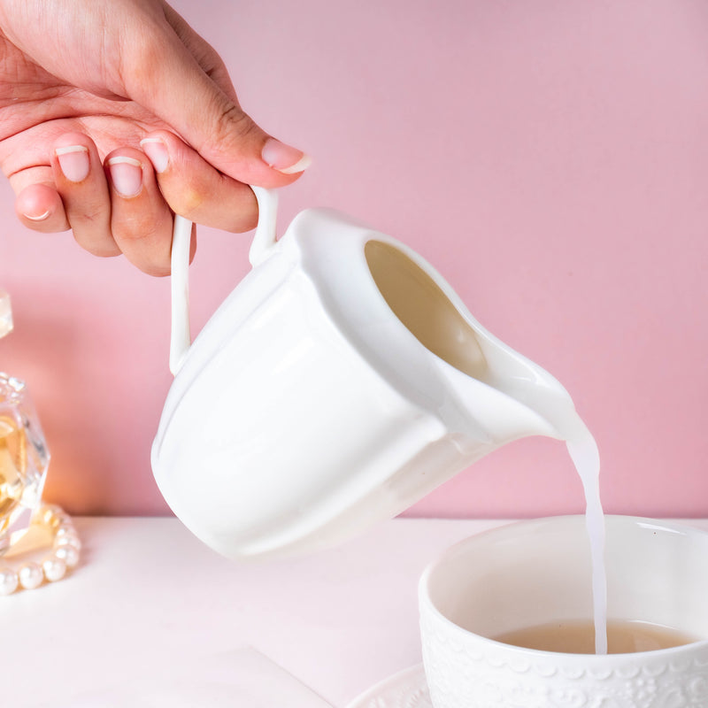 Serena White Truffle Elegant Milk Pot 250 ml - Coffee creamer, milk pot | Milk pot for Dining table & Home decor