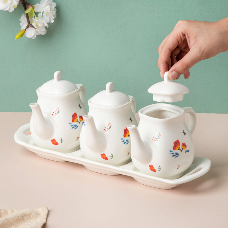 Floral Condiment Kettle Set Of 3