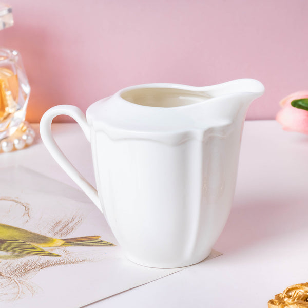 Serena White Truffle Elegant Milk Pot 250 ml - Coffee creamer, milk pot | Milk pot for Dining table & Home decor