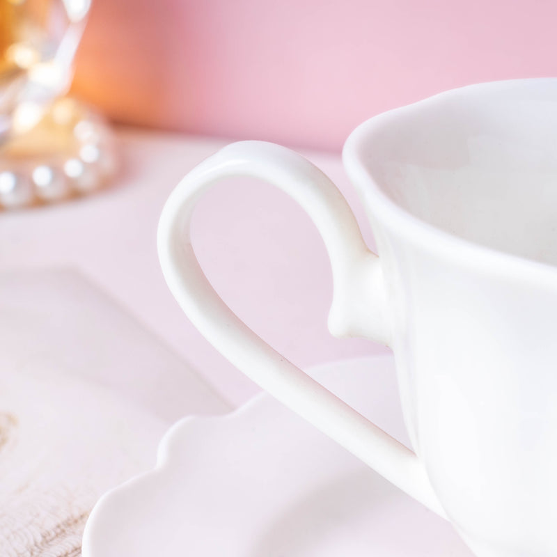 Serena White Truffle Elegant Cup And Saucer 150 ml- Tea cup, coffee cup, cup for tea | Cups and Mugs for Office Table & Home Decoration