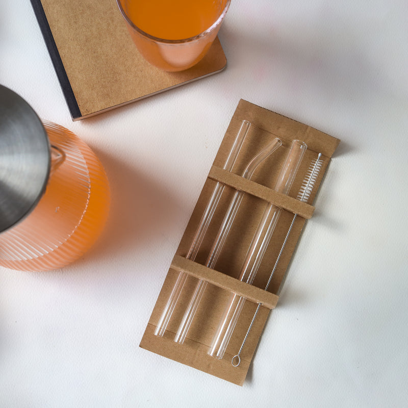 Crystal Clear Glass Straw Set of 3