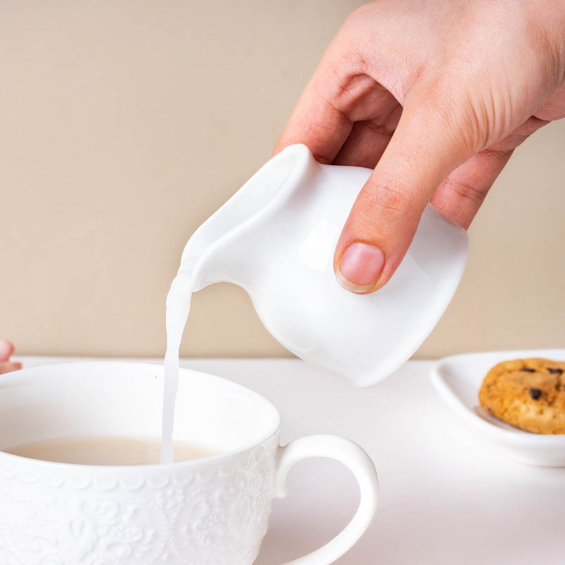 Serena White Truffle Milk Pot 100 ml - Coffee creamer, milk pot | Milk pot for Dining table & Home decor