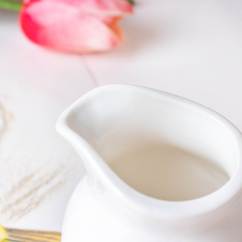 Serena White Truffle Milk Pot With Handle Small 100 ml - Coffee creamer, milk pot | Milk pot for Dining table & Home decor