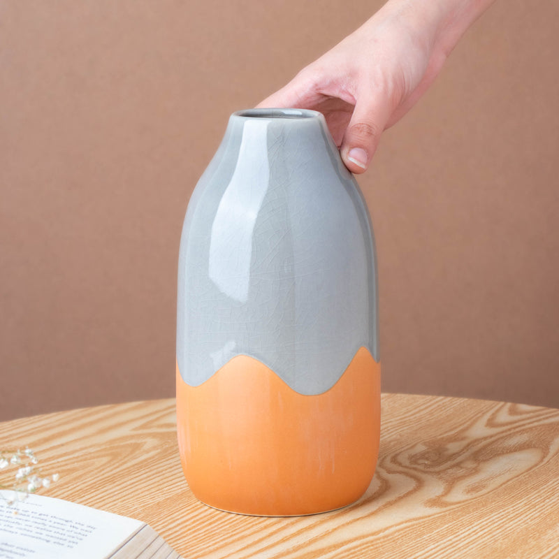Dual Toned Flower Vase - Ceramic flower vase for home decor, office and gifting | Room decoration items