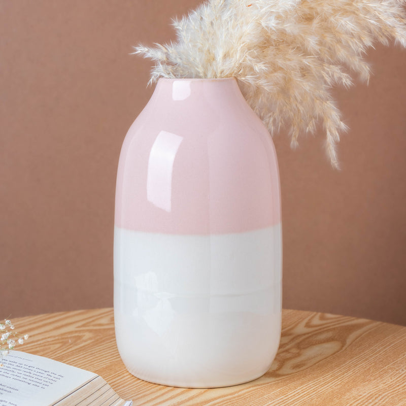 Dual Toned Flower Vase - Ceramic flower vase for home decor, office and gifting | Room decoration items