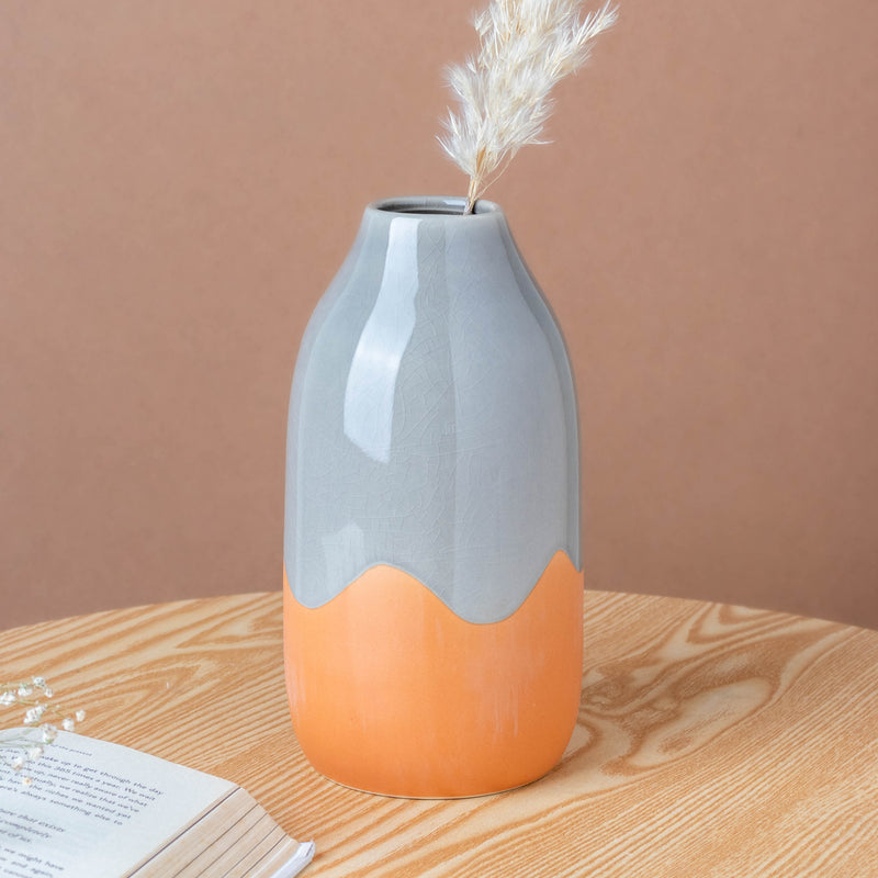 Dual Toned Flower Vase - Ceramic flower vase for home decor, office and gifting | Room decoration items