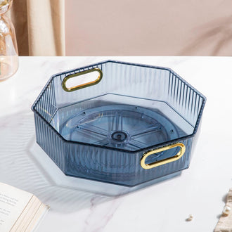 Seraphina Octagonal Ribbed Rotating Tray Blue 10 Inch