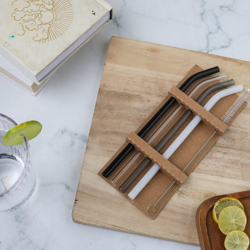 Bent Glass Straw Set of 4