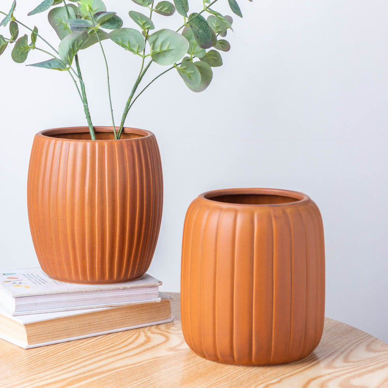 Caramel Brown Vase - Flower vase for home decor, office and gifting | Room decoration items