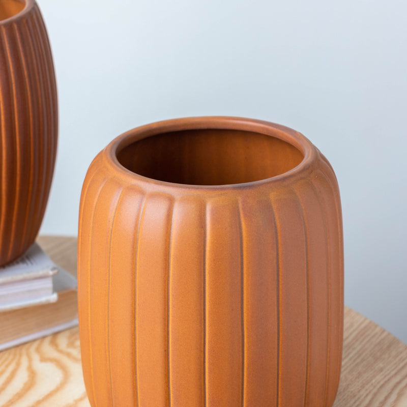 Caramel Brown Vase - Flower vase for home decor, office and gifting | Room decoration items