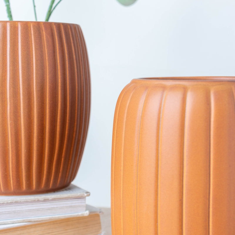 Caramel Brown Vase - Flower vase for home decor, office and gifting | Room decoration items