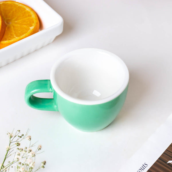 Midori Mint Green Mini Ceramic Cup 80 ml- Tea cup, coffee cup, cup for tea | Cups and Mugs for Office Table & Home Decoration