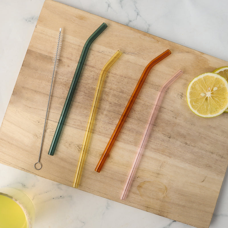 Bent Glass Straw Set of 4
