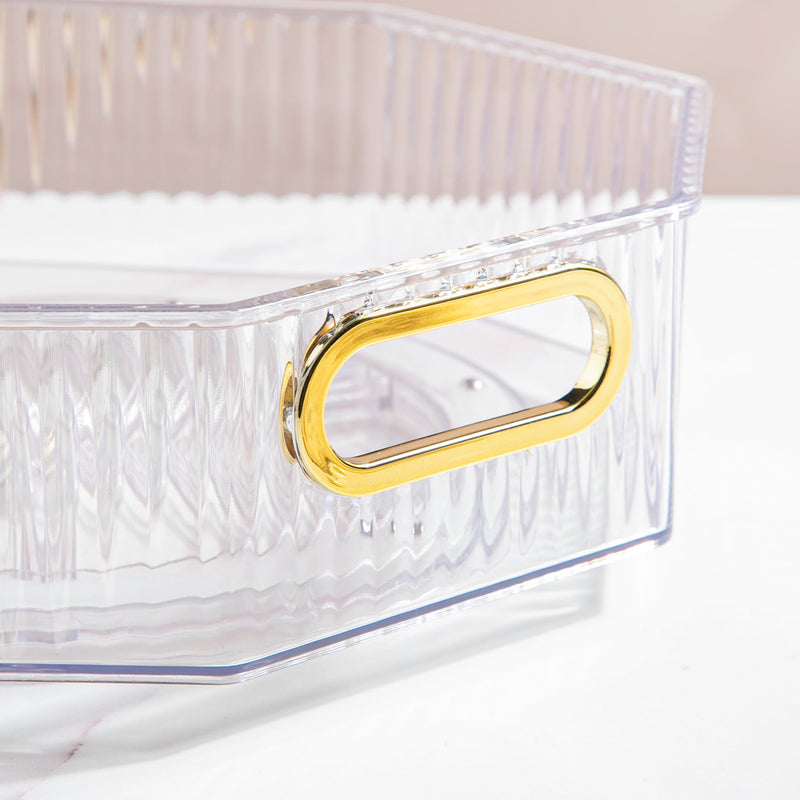 Seraphina Octagonal Ribbed Rotating Tray Transparent 10 Inch